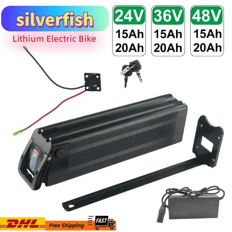 

36V 48V 20AH Lithium Silver Fish Ebike Batterie 500W 24V 36V 48V 15AH 20AH Electric Bike Bicycle Li-ion 18650 Battery Pack