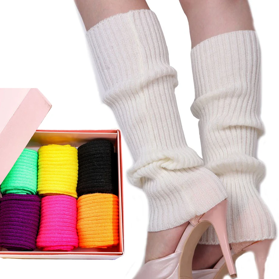 

Wool Knitting Leg Warmer Ankle Cover Women Winter Knitted Loose Boot Sock Knee High Stockings Leggings Candy Color Tube Socks