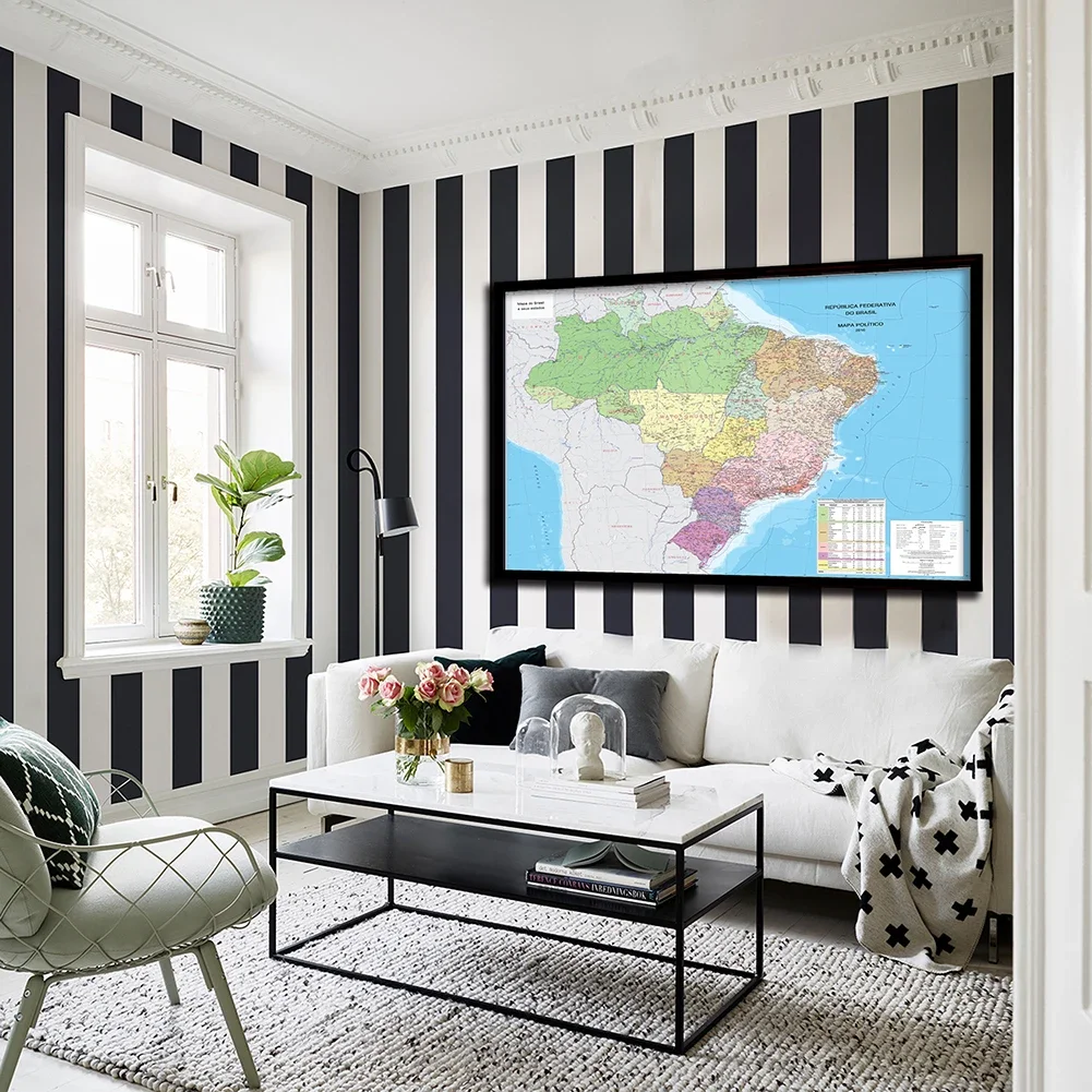225*150 cm The Brazil Map In Portuguese Non-woven Canvas Painting Wall Poster Living Room Home Decoration School Supplies