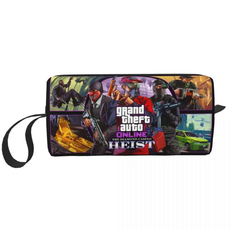 

Grand Theft Auto Collage Travel Toiletry Bag Women GTA Adventure Game Cosmetic Makeup Bag Beauty Storage Bags Dopp Kit Case Box