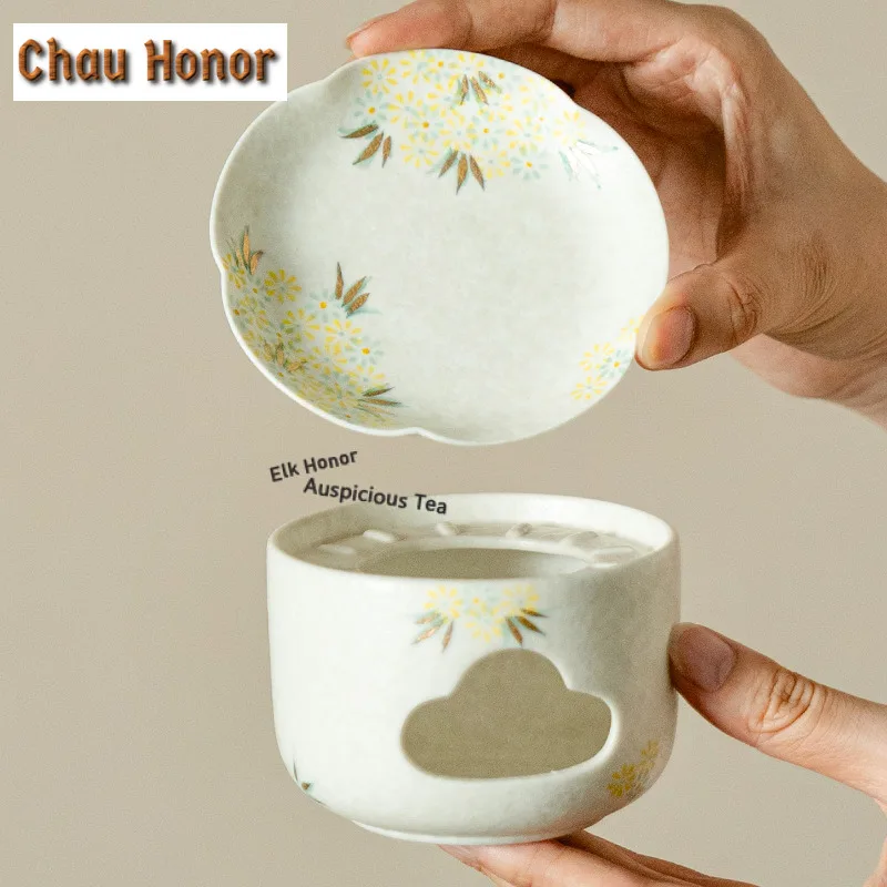 Hand-drawn Little Daisy Tea Warmer Holder Zen Pot Stand Candle Heater Stove Kettle Stand Boiling Water Carbon Furnace Tableware