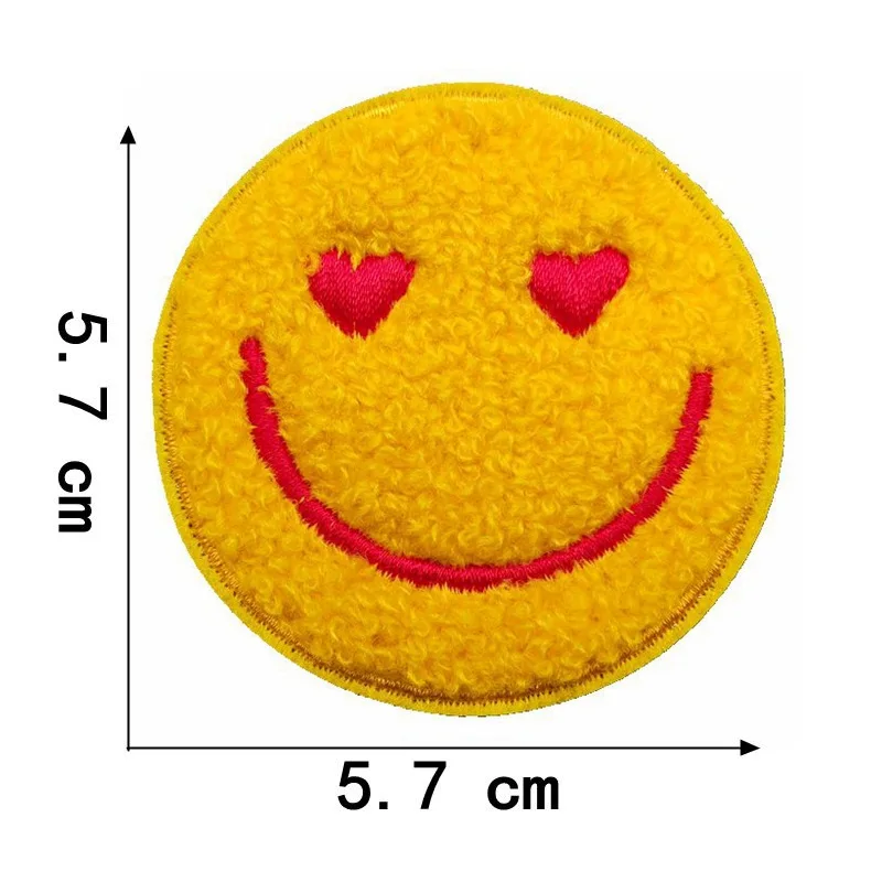 1Pcs Round Expression Smiley Face Patch Clothes Iron on Embroidered Sew Applique Cute Fabric Badge Garment Apparel Accessories 