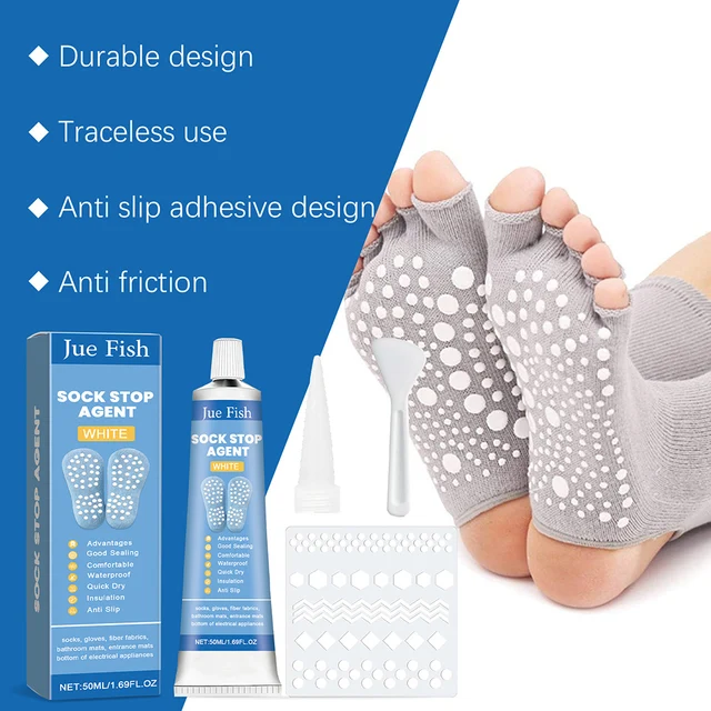 กาวกันลื่นสำหรับถุงเท้า พร้อมที่ขูดและแม่แบบ กาวกันลื่นสำหรับถุงเท้า กาวกันลื่นสำหรับสัตว์เลี้ยง ถุงเท้า แผ่นรองพื้น ผ้าห่ม 1