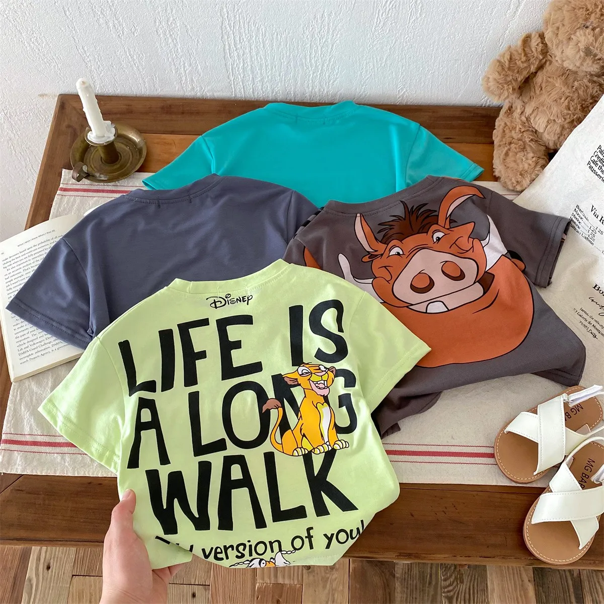 Simba Pattern Kids T-shirt Summer Clothing Fashion Boys Clothes Short Sleeve Tees Cartoon Cute Baby Children T Shirts 9m-6y 2