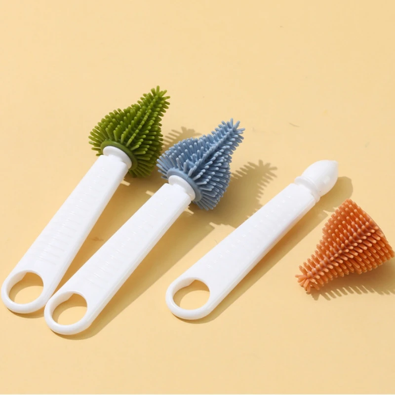 Bottle Brush 2PCS/Set Silicone Baby Bottle Brush Set 360 Degree Rotation Baby Feeding Bottle with Nipple Brush for Bottles Cups Vacuum Flask