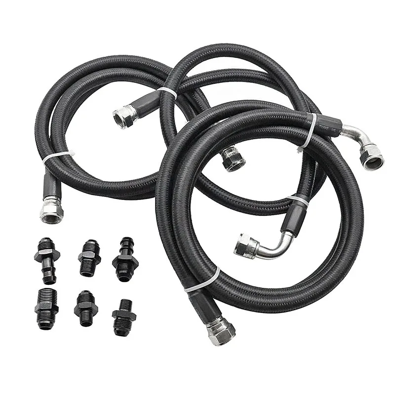 

47RE Transmission Cooler Lines Kit Hoses SS For 96-02 Dodge Ram Cummins 5.9L