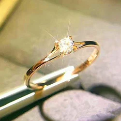 Huitan Minimalist Women's Wedding Ring with Cubic Zirconia - Elegant Finger Accessory Jewelry - 8 (F1638)