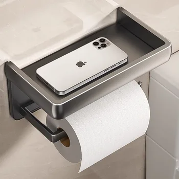 Wall-Mount Toilet Paper Holder with Phone Shelf 1