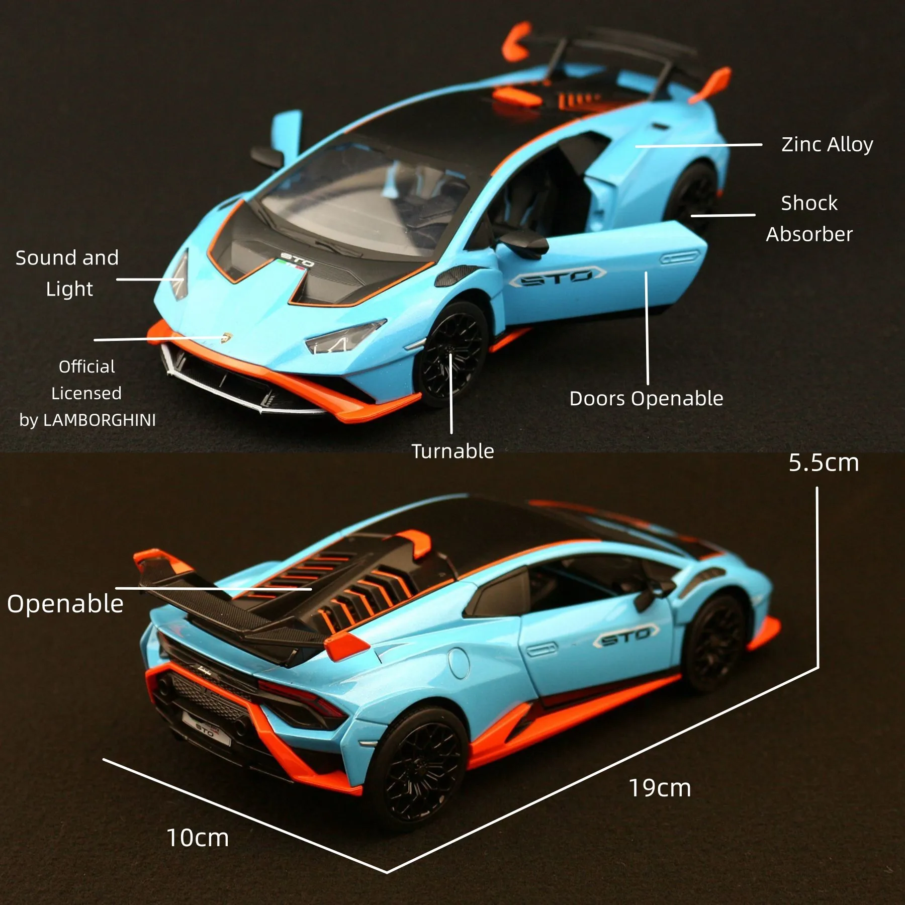 Lamborghini STO 1:24 Ölçekli Diecast Model Araba 