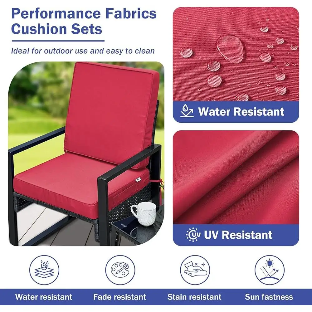 Outdoor Waterproof Fade Resistant Deep Seat Cushions Set 19x19x3 In Soft Foam Backrest Patio Furniture Accessories 5