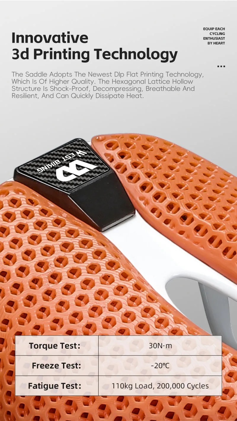 Description Picture 5 of itemWEST BIKING Carbon 3D Printed Bike Saddle 145mm Short Nose Racing Bicycle Seat Ultralight Comfortable Road MTB Cycling Saddle