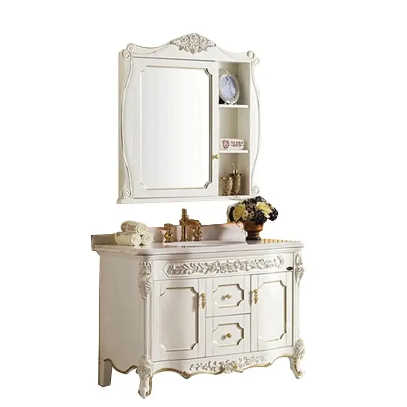 European American Style Washbasin Wash Basin Mirror Cabinet Marble Mirror