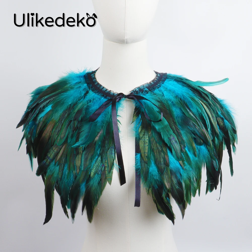 3-layer Feather Shrugs Shawls Feather Shoulder Wrap Capes Jacket Gothic Costume Accessories Halloween Rave Party Prom Clothes