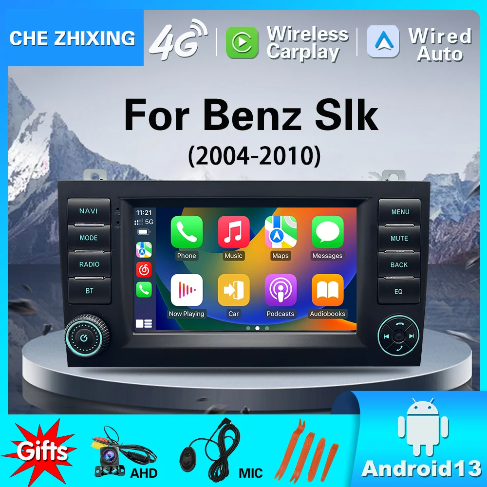 벤츠 SLK 2004 2010 멀티미디어 플레이어 카플레이, 안드로이드 자동 IPS 화면, GPS, 블루투스, 와이파이, FM, RDS, 7 인치 IPS 디스플레이 