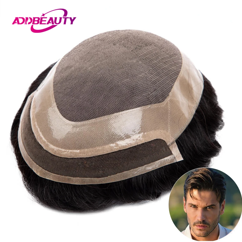 100% 인간 Toupee 헤어 시스템, FINE MONO, Toupee 주변 NPU 포함, 남성 모발 모세관 보형물, 보이지 않는 모발 교체