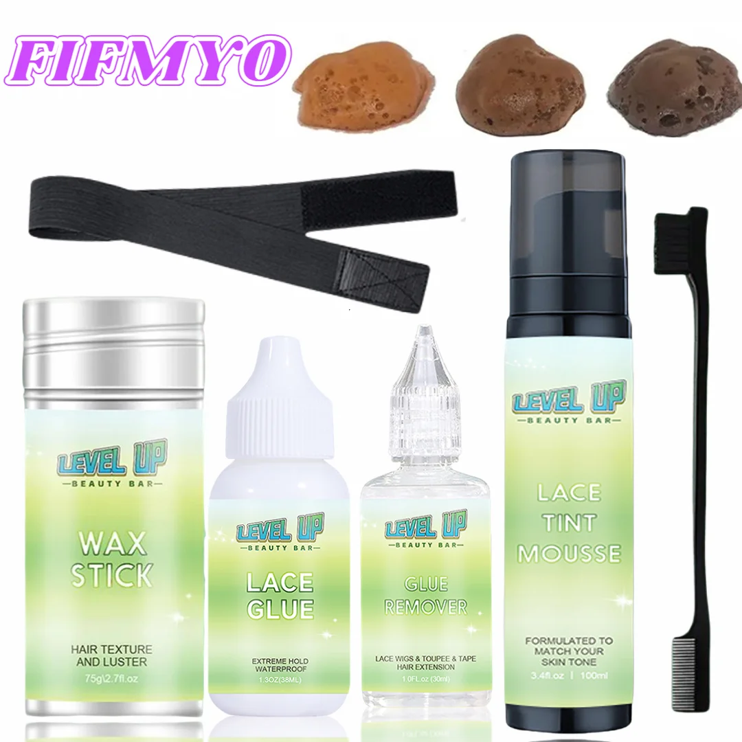 

Lace Tint Mousse Waterproof Lace Wig Glue Strong Hold Wig Bonding Glue Invisible Hair Glue+Wax Stick Edge Control + Glue Remover