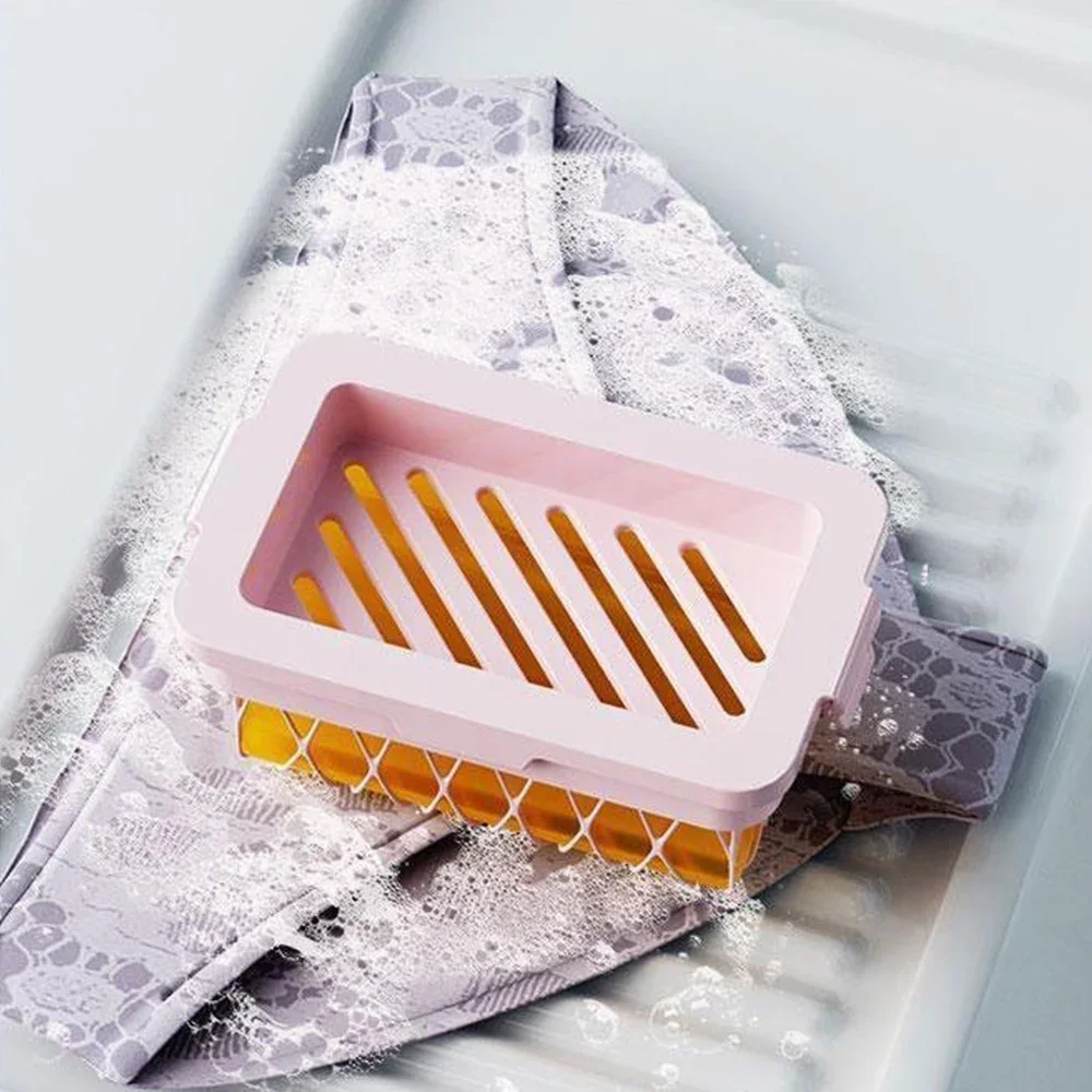 Description Picture 4 of itemHigh Elastic Mesh Soap Box Multifunctional Laundry Household Bathroom Non-slip Drain Soap Storage Box Portable Soap Holder