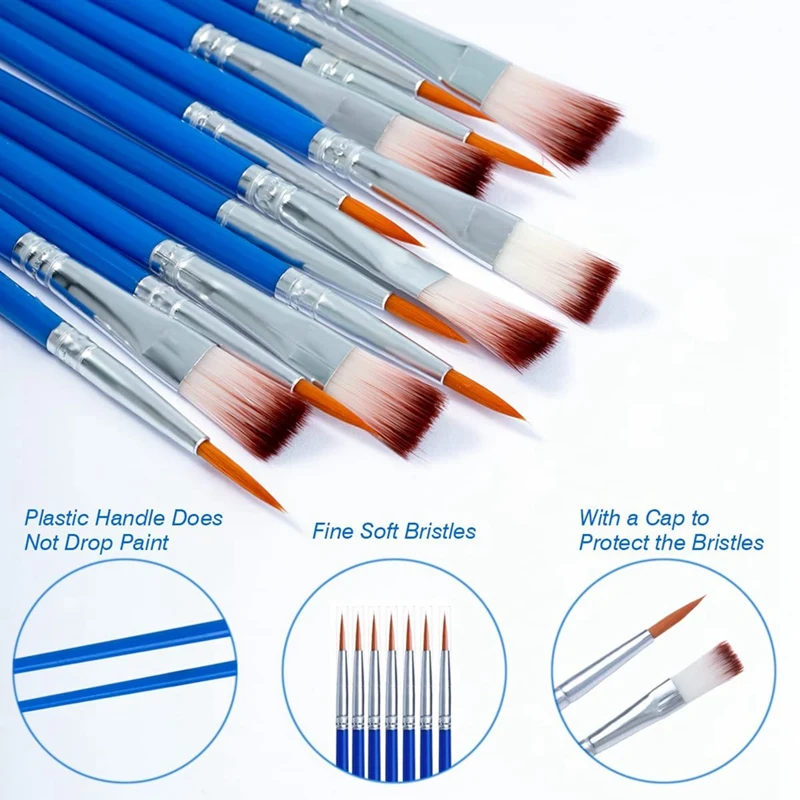 Paint Brushes Bulk Set,120Pcs Paint Brushes For Acrylic Oil Watercolor Painting, Nylon Hair Brushes Kit For Paint Party