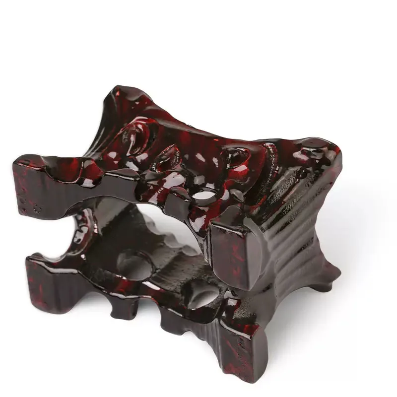 Solid Wood Polished Notched Stone Base with Groove, New Chinese Taishan Stone, Irregular Pendant, Universal Bracket