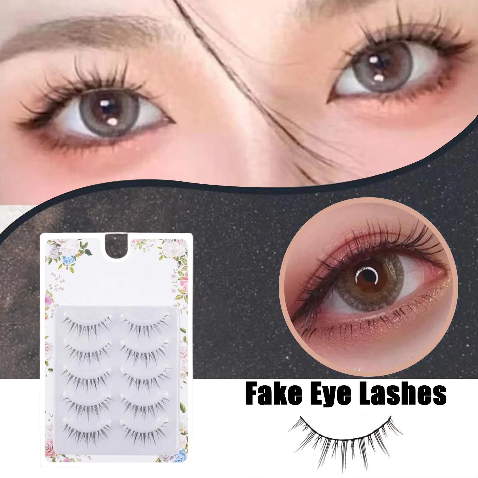 

5 Pairs Natural False Eyelashes Cos Japanese Eyelashes Terrier Curling Thick Makeup Transparent Tools Eyelash Handmade O8Z9