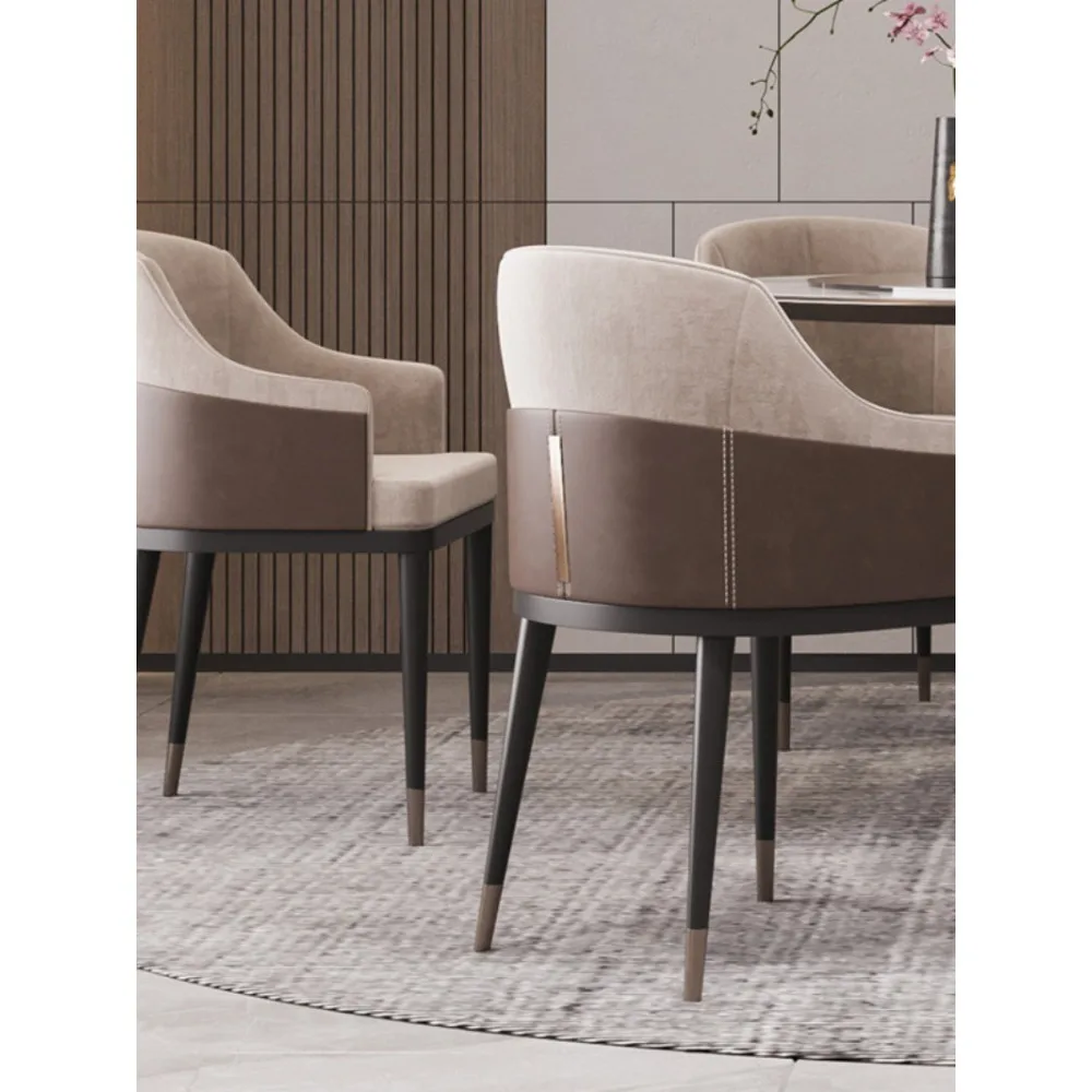 

European luxury dining chair Modern simple and comfortable log back chair Small-sized coffee shop model room negotiation chair