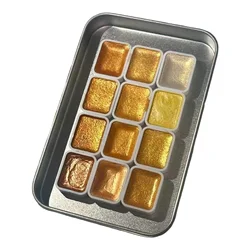 Pearlescent Watercolor Paint Set with Gold Powder - 12 Vibrant Colors for Artists and Beginners (Super kicks)