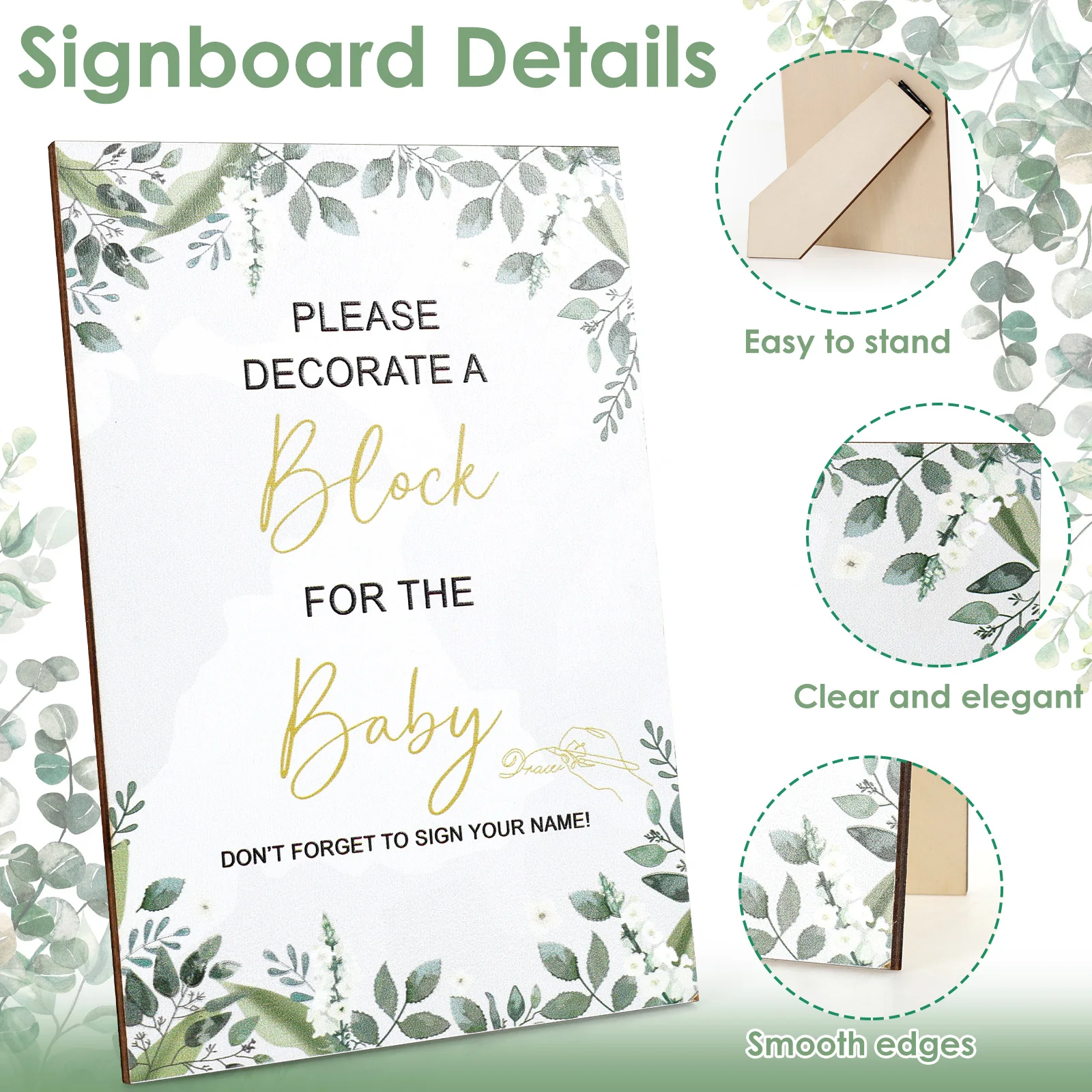 50/78Pcs Fun Baby Shower Games Sign Kit Baby Shower Wooden DIY Blank Blocks to Decorate Game Kit Freehand Painting Markers