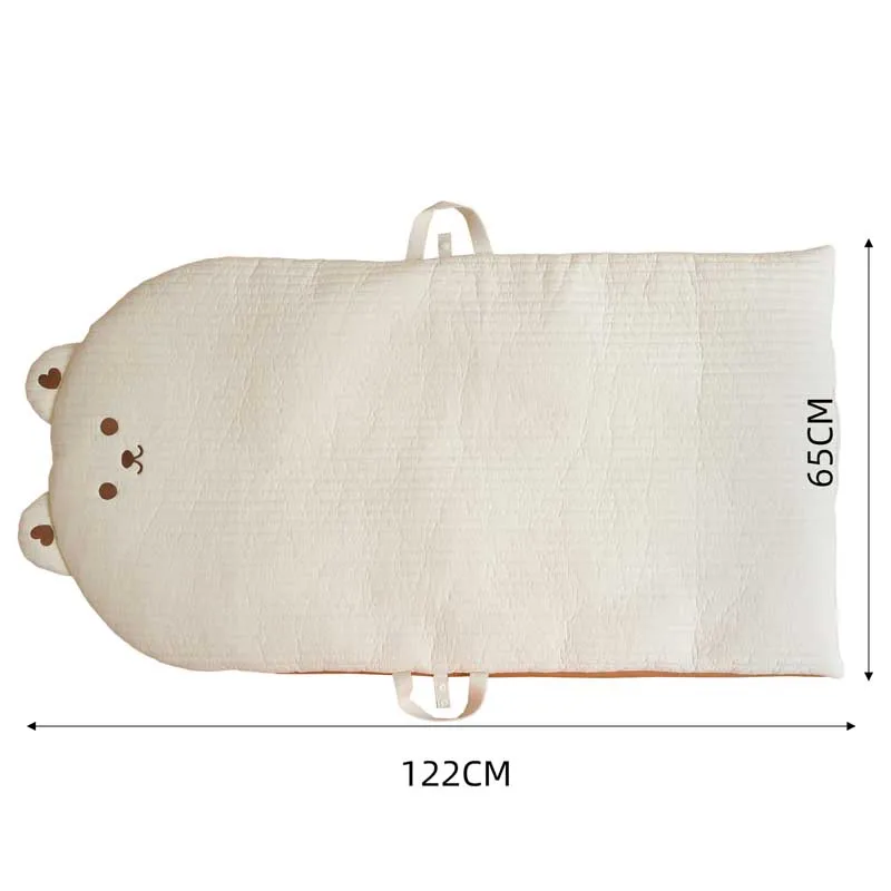 Cartoon Bear Embroidery Quilting Mattress for Newborn Baby Items Portable Travel Kindergarten Quilt Cover Mattress Cotton Bed Pa