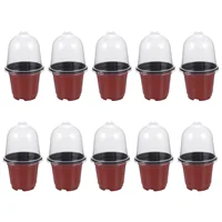 10 Sets Seedling Pot with Cover Garden Tiller Tool Plastic Nursery Accessories Living Room Plants Starter Planter 2