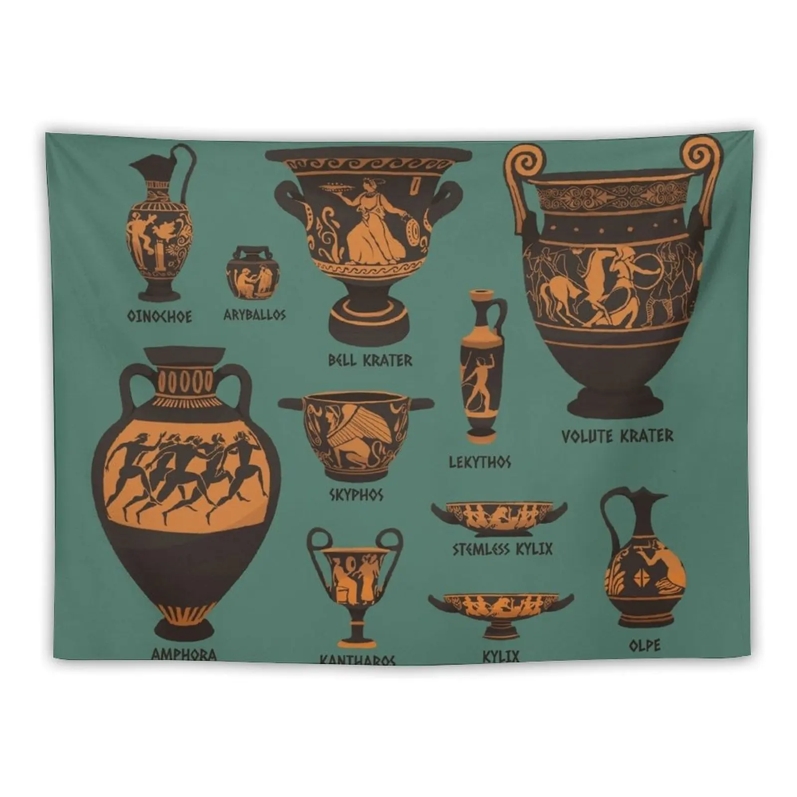 

Ancient Greek Pottery Tapestry Carpet On The Wall Room Aesthetic Decoration Bedroom Tapestry
