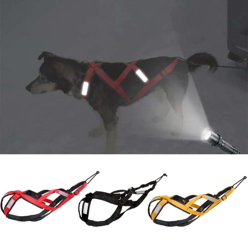 Elastic Dog Harness Reflective for Night Walking Weight Pulling Adjustable Dog Sled for Outdoor Active