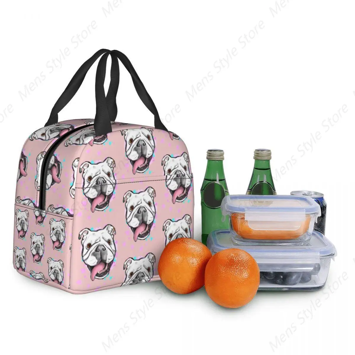 English Bulldog Insulated Lunch Bag British Dog Portable Cooler Thermal Bento Box Women School Children Picnic Food Bags