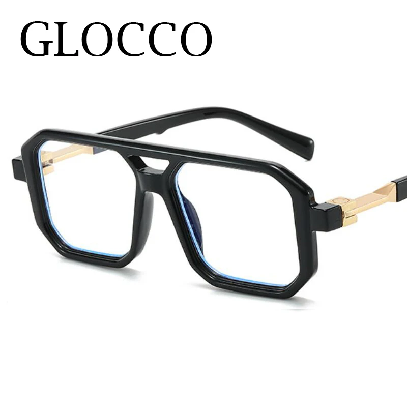 New Square Pilot Reading Glasses Optical Anti Blue Light  Double Bridge Green Eyeglasses Luxury Brand Prescription Clear Glasses 5