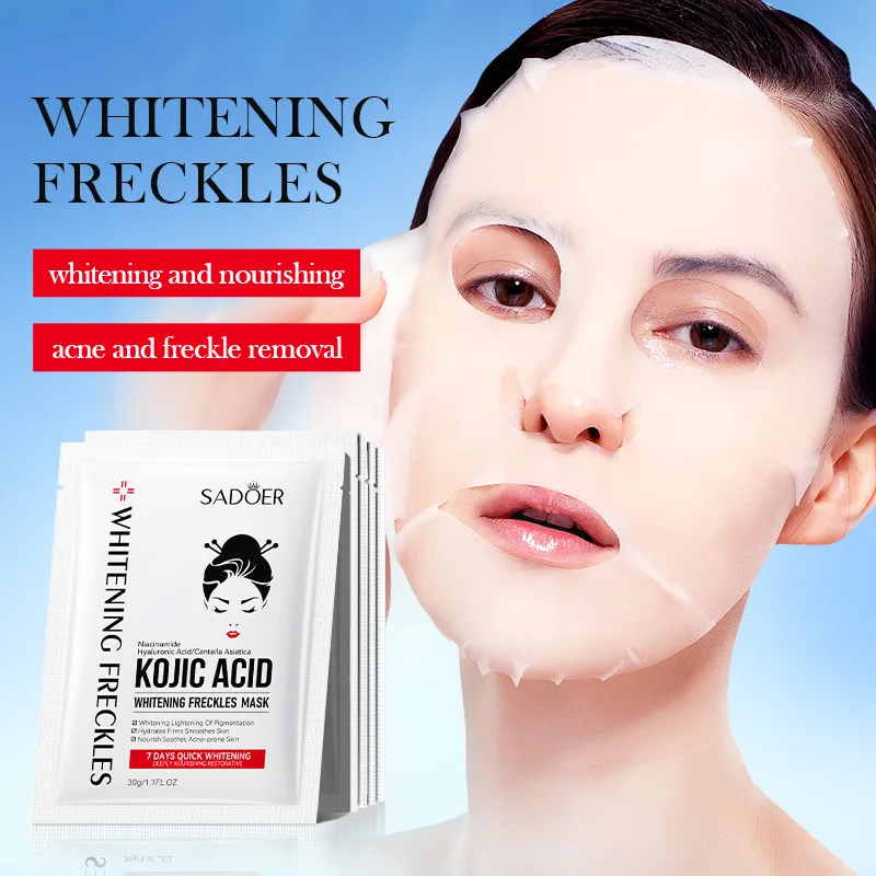 30pcs SADOER Kojic Acid Face Mask Hydrating Brightening Moisturizing Facial Masks Sheet Beauty Skin Care Product