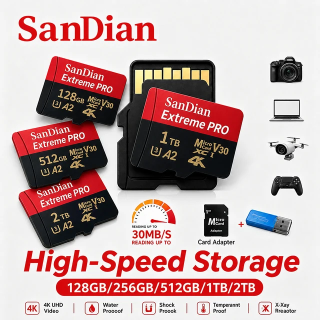 Original Storge SD Card Class 10 Micro TF Cards 128GB/512GB Fast Transfer Memory Card for Camera/Laptop/PC 1