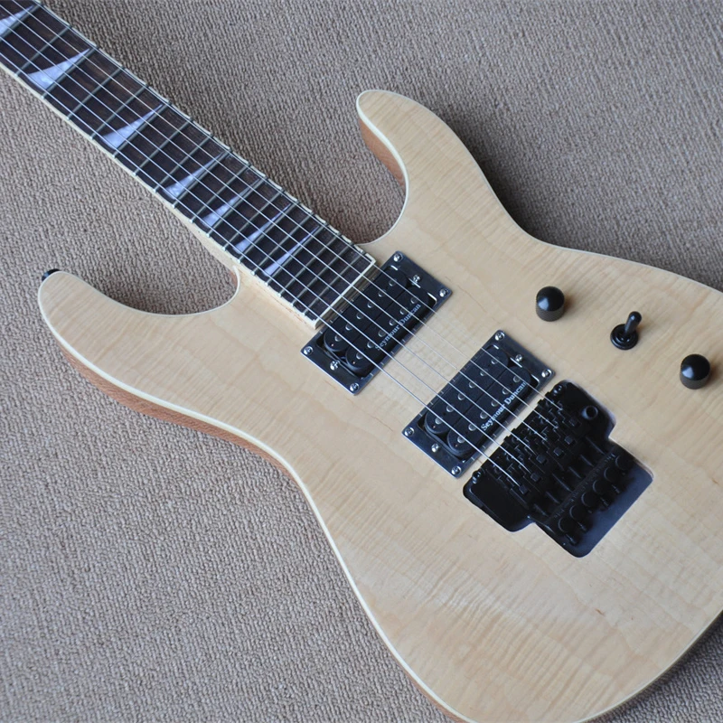 Double Shake 24 Electric Guitar Wood Color Tiger Veneer Factory Direct Delivery OTGT-2071