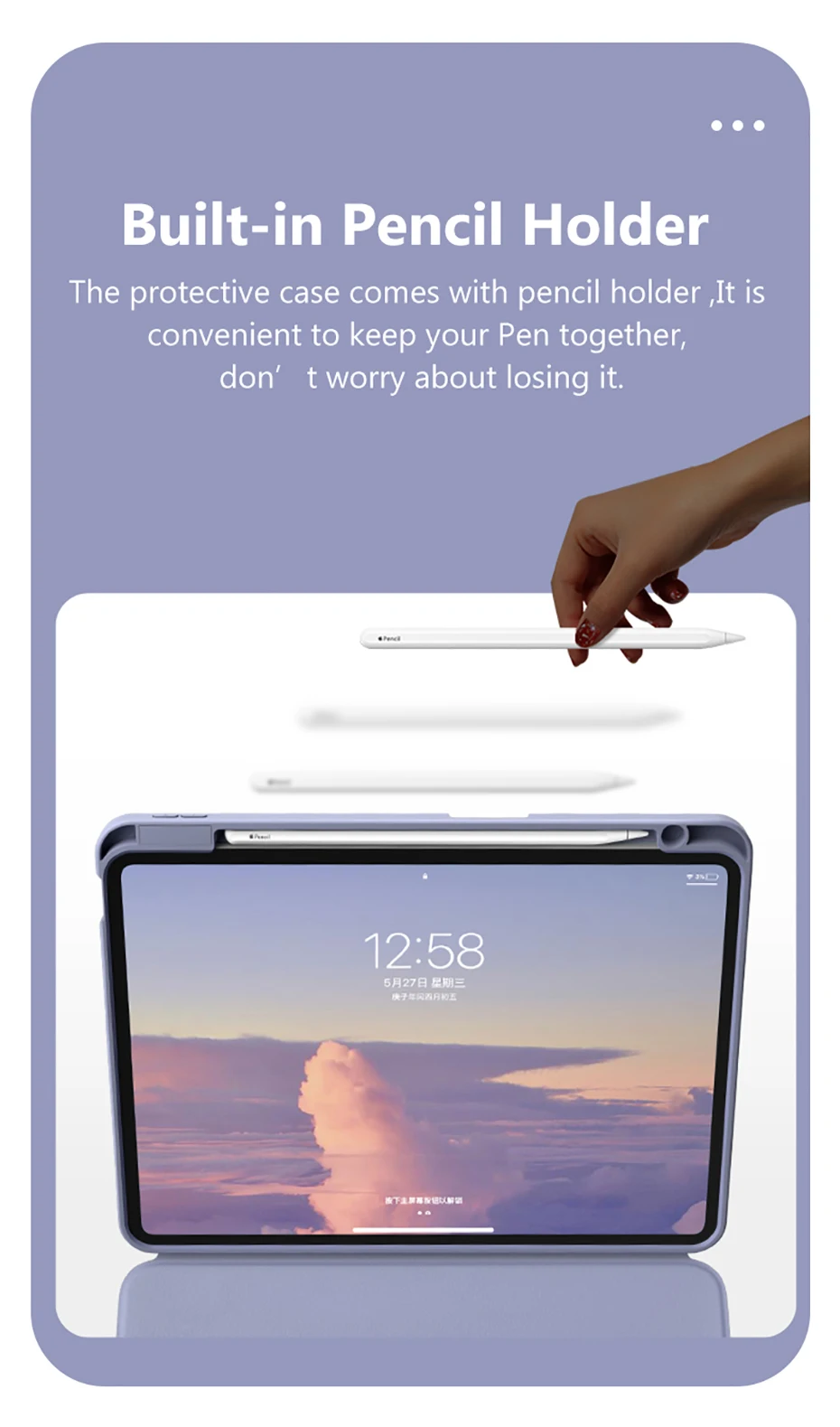 Estojo dobrável com teclado para ipad, tampa