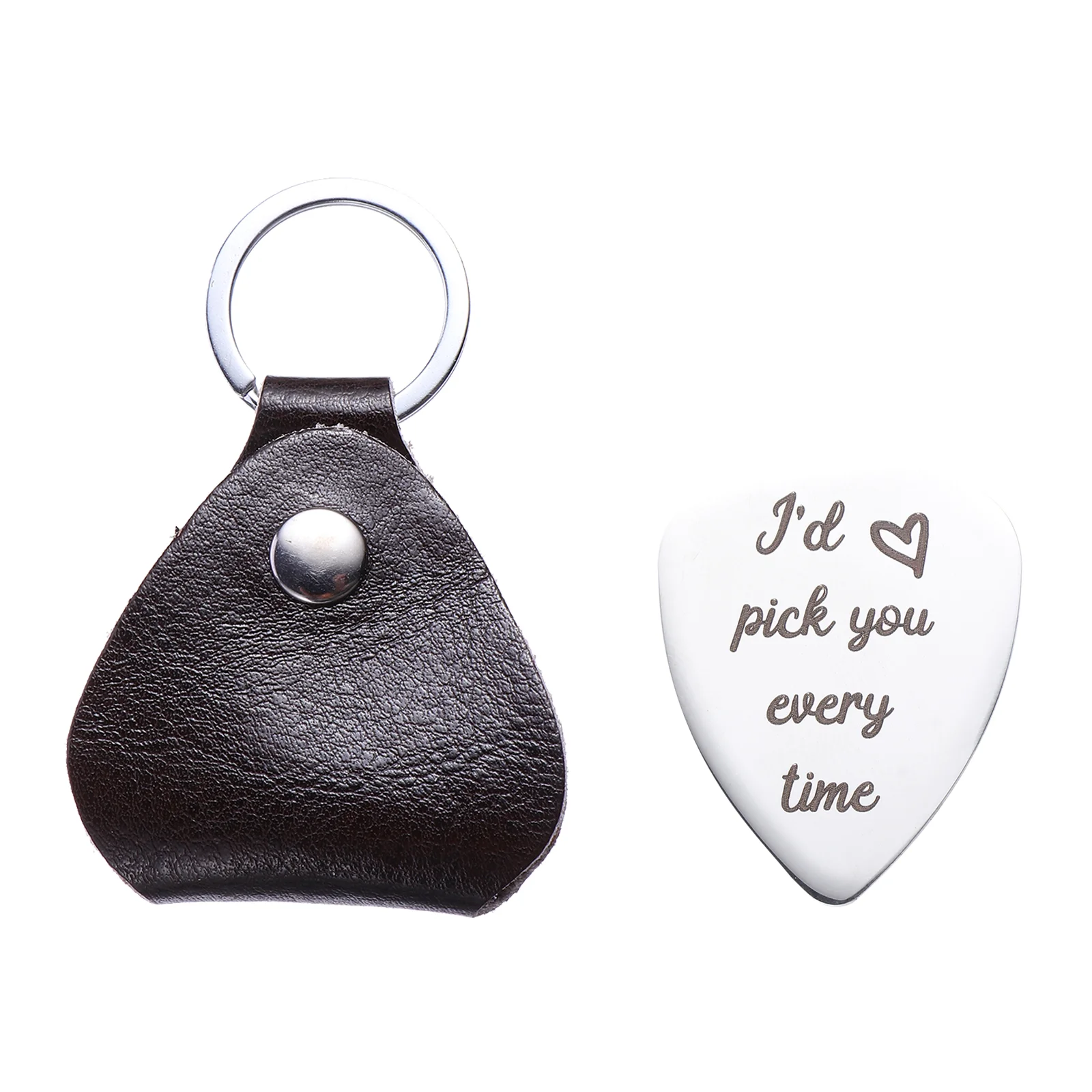 Pick Keychain Guitar Plectrum Index Finger Gifts Stainless Steel Thumb Musical Instrument Accessories Lovers Brace wood kalimba mini nice sound musical instrument finger keyboard thumb piano musical hand