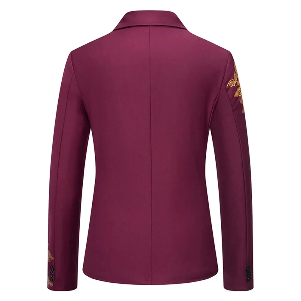 Blazer Men's Fashion Business Gentleman Business Paisley Gold Stamping Print English Style Wedding Casual Hosting Banquet Suit