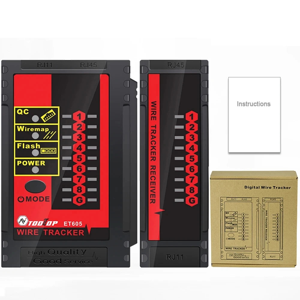TOOLTOP ET605 Network Cable Tester RJ45/RJ11 Cable Port Test POE LAN Break Circuit Analyze Tracing Line Maintenance Tool
