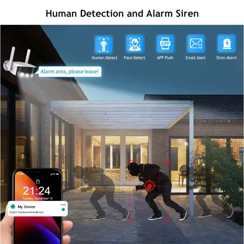 Saikiot ICSEE 4K 8MP 4MP Dual Lens WIFI Camera 180 Degree Panoramic Network Camera Smart IR AI Wide Angle IP Panoramic Camera