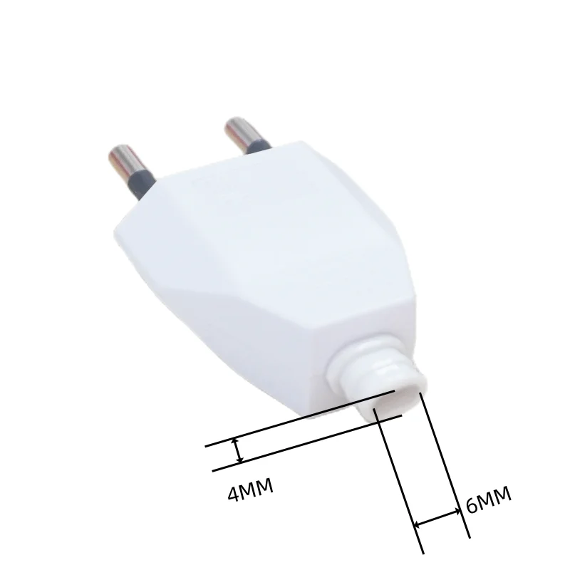 Black/White Rewirable European Plug 250V 2.5A CE 2 Pin Wireless Male Plug For DIY Power Cord
