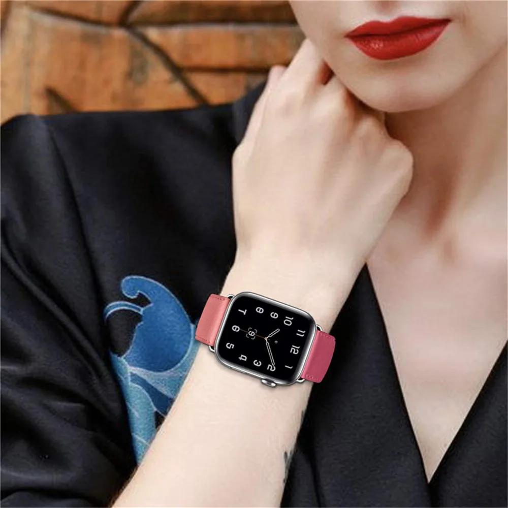 애플 워치 밴드용 가죽 스트랩, 비즈니스 가죽 팔찌, iWatch 시리즈 울트라 8 7 6 se 5 3, 44mm, 49mm, 45mm, 41mm, 38mm, 42mm, 40mm
