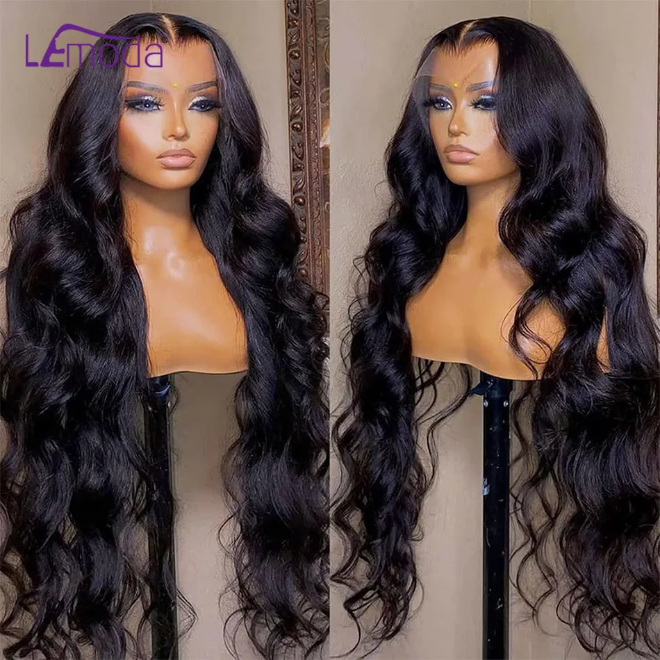 Lemoda 210% Density 13x6 Full Frontal Virgin Human Hair Wigs Body Wave HD Transparent Lace Front Wigs Pre Plucked Brazilian 12A 2