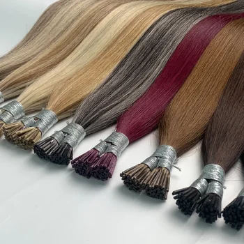 Extensioni per capelli umani vietnamiti 100% naturali con cheratina pre-incollata, capsule I-Tip, lisce, bionde, ciocche di capelli Fusion, naturali per donna