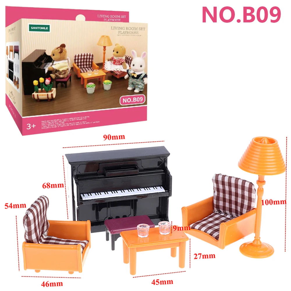 Deluxe Dollhouse Living Room Amusement Park Set – Animal Accessories & Mini Furniture