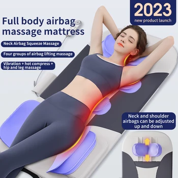 전기 다기능 전신 온열 마사지 쿠션, 원격 컨트롤러 포함, 목 진동 마사지 매트리스, 에어백 포함