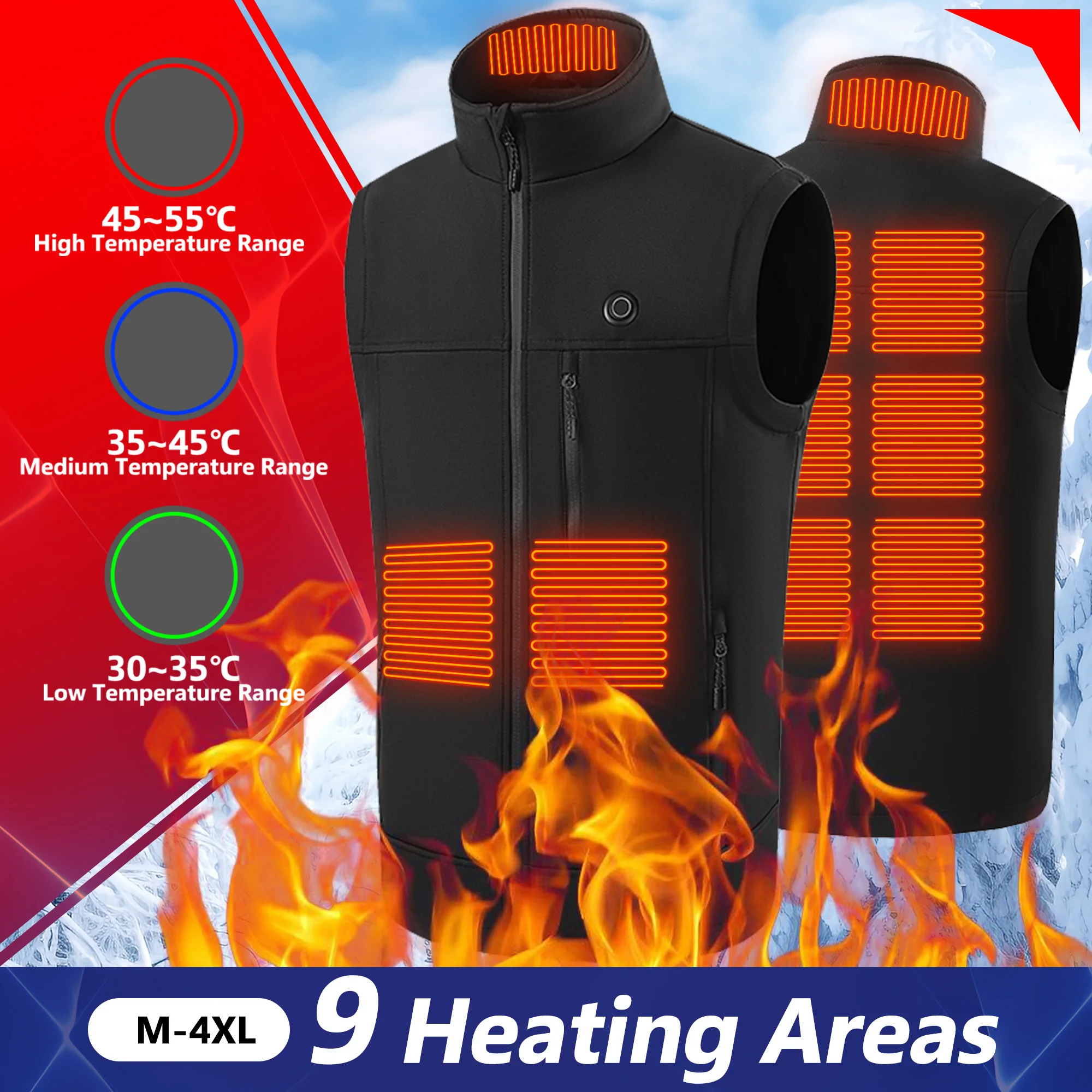 Hunting Hoodie 9 Heated Vest Zones Electric Heated Jackets Men Women Sportswear Coat Graphene Heat Coat USB Heating