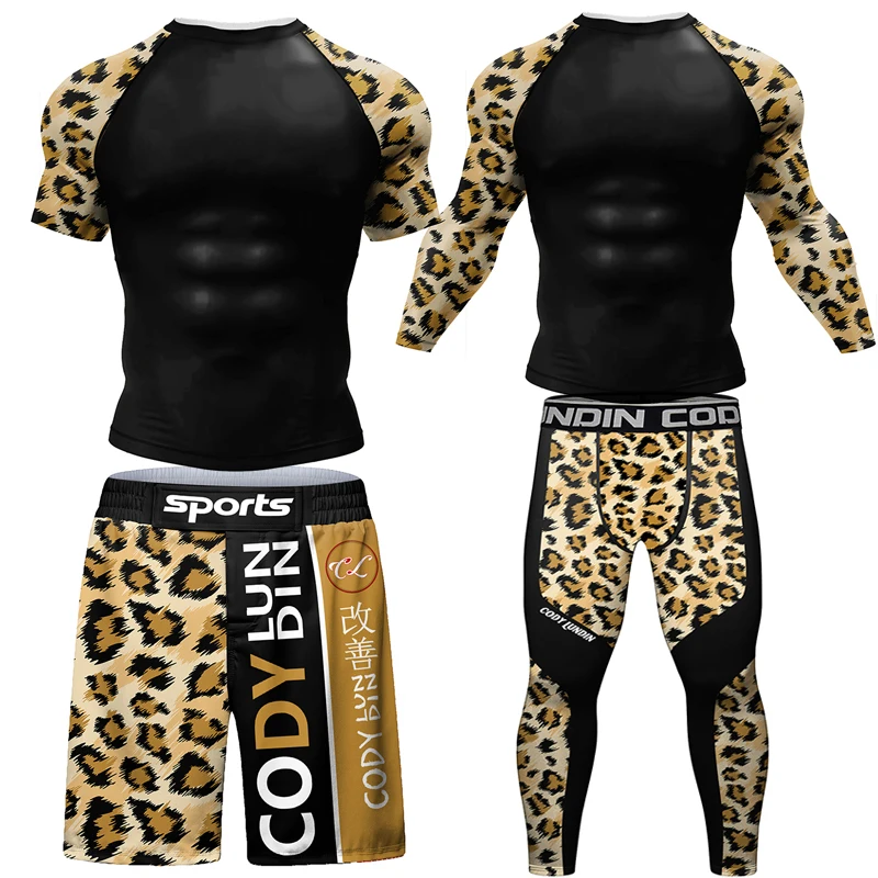 Sport MMA T-shirt + Pants Set Grappling Jiu Jitsu Rashguard for Men Bjj Boxing Jerseys MMA Shorts Boxeo Clothing Suit sports apparel,mens t shirt