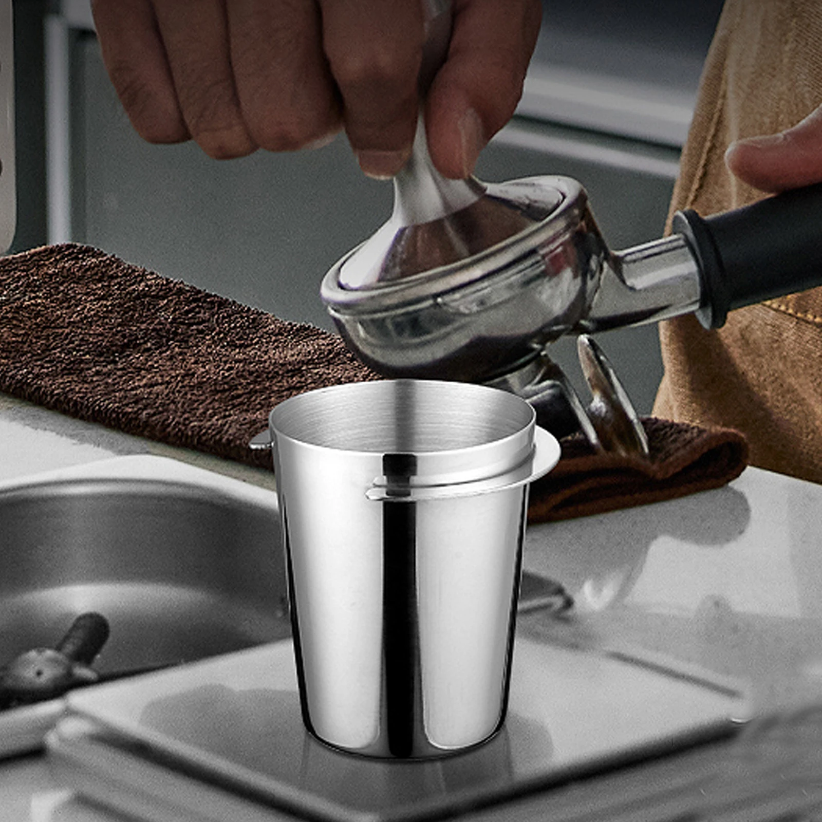 

Stainless Steel 51mm 58mm Coffee Dosing Cup Sniffing Mug For Espresso Machine Wear Resistant Coffee Dosing Cup Coffeeware
